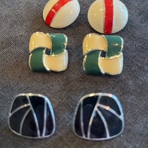 3 pairs of retro 1980’s earrings